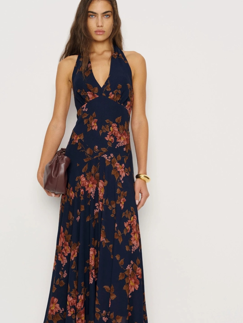 Reformation Briony Floral Halter Maxi Dress